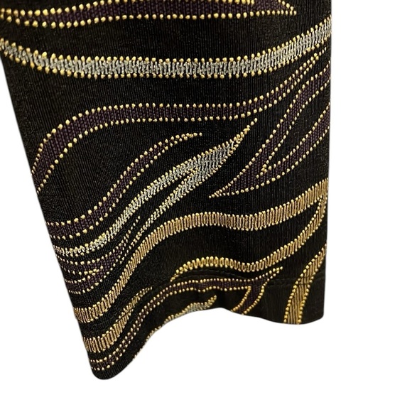 VTG Black Dressy Topper Jacket Black Metallic Beaded Fringe Long Sleeve Flowy 14 - Picture 13 of 14